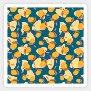 Tangerines orange brown turquoise Sticker